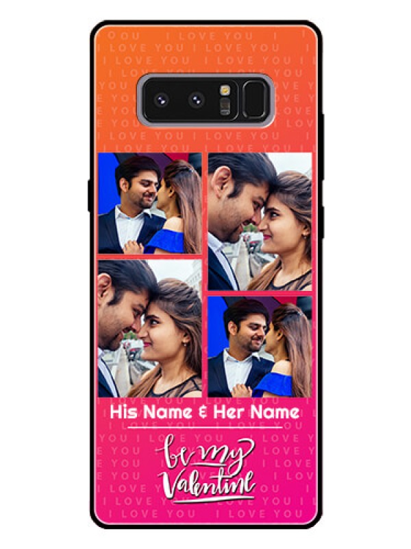 Custom Galaxy Note 8 Custom Glass Phone Case  - I Love You Pink Design