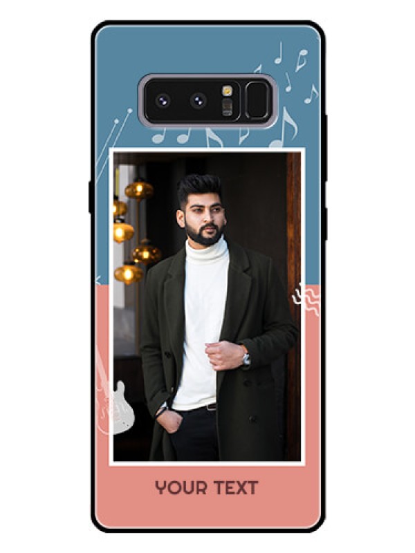 Custom Galaxy Note 8 Photo Printing on Glass Case  - with Color Musical Note Design