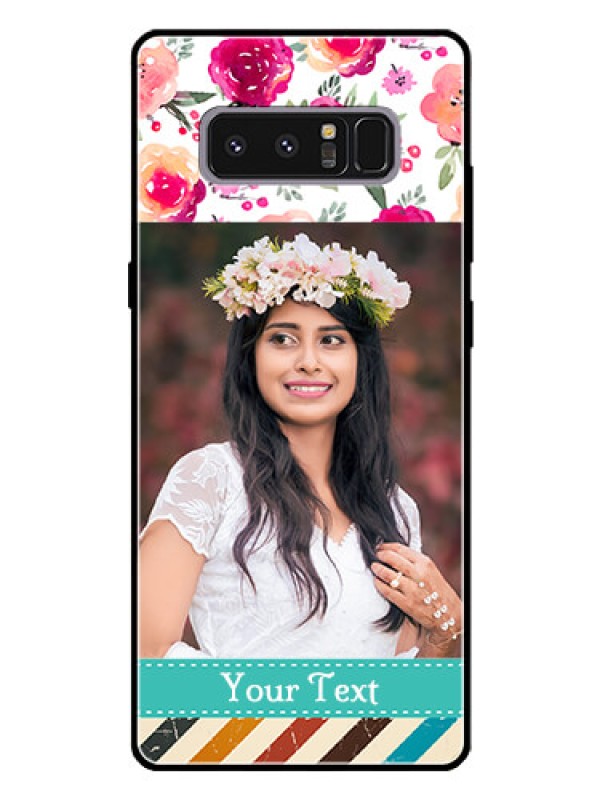 Custom Galaxy Note 8 Custom Glass Phone Case  - Watercolor Floral Design