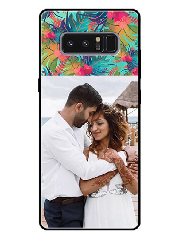 Custom Galaxy Note 8 Photo Printing on Glass Case  - Watercolor Floral Design