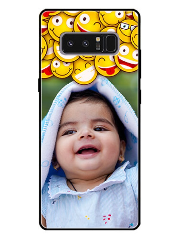 Custom Galaxy Note 8 Custom Glass Mobile Case  - with Smiley Emoji Design