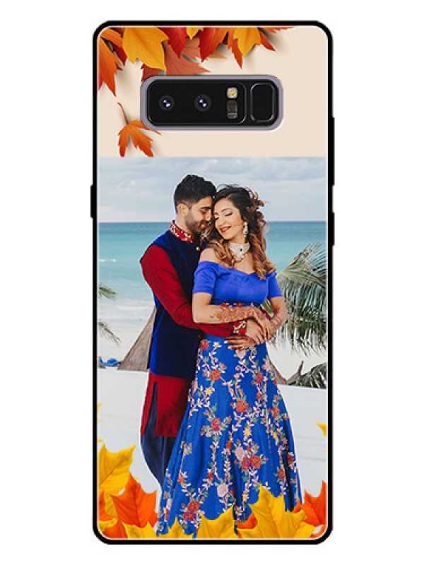 Custom Galaxy Note 8 Photo Printing on Glass Case  - Autumn Maple Leaves Design