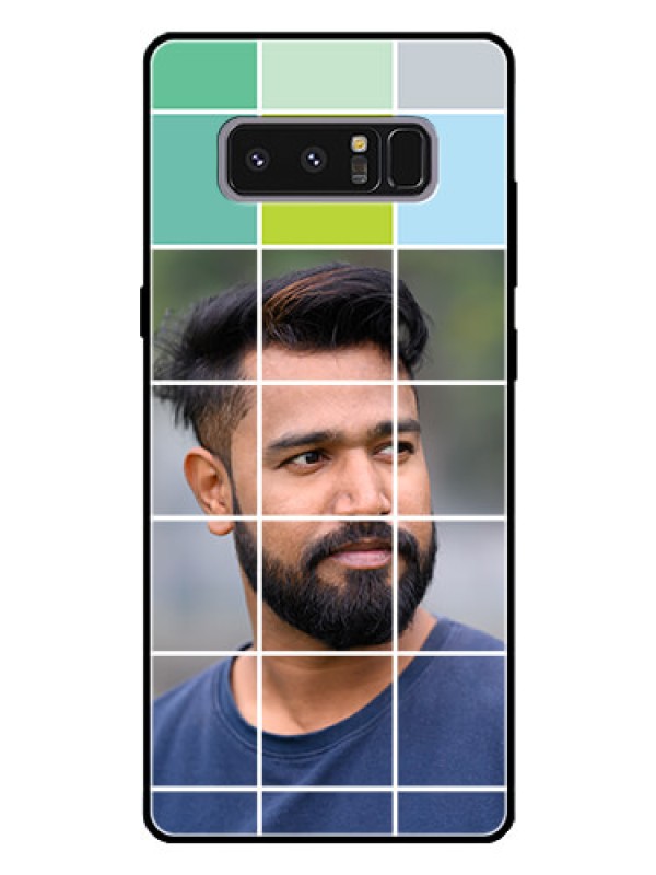 Custom Galaxy Note 8 Photo Printing on Glass Case  - with white box pattern 