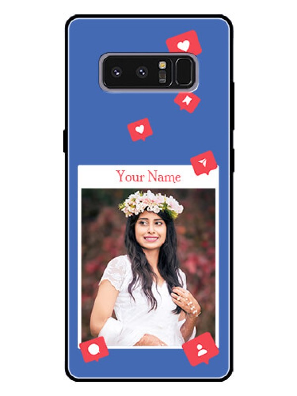 Custom Galaxy Note 8 Custom Glass Phone Case - Like Share And Comment Design