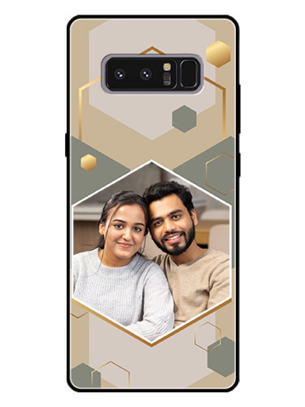 Custom Galaxy Note 8 Photo Printing on Glass Case - Stylish Hexagon Pattern Design