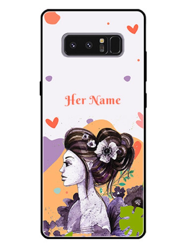 Custom Galaxy Note 8 Personalized Glass Phone Case - Woman And Nature Design