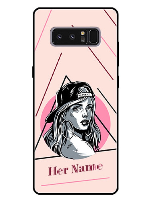 Custom Galaxy Note 8 Personalized Glass Phone Case - Rockstar Girl Design