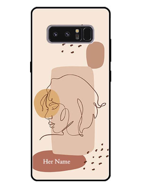 Custom Galaxy Note 8 Photo Printing on Glass Case - Calm Woman line art Design