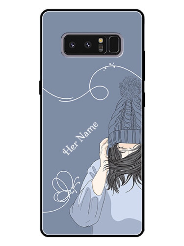 Custom Galaxy Note 8 Custom Glass Mobile Case - Girl in winter outfit Design