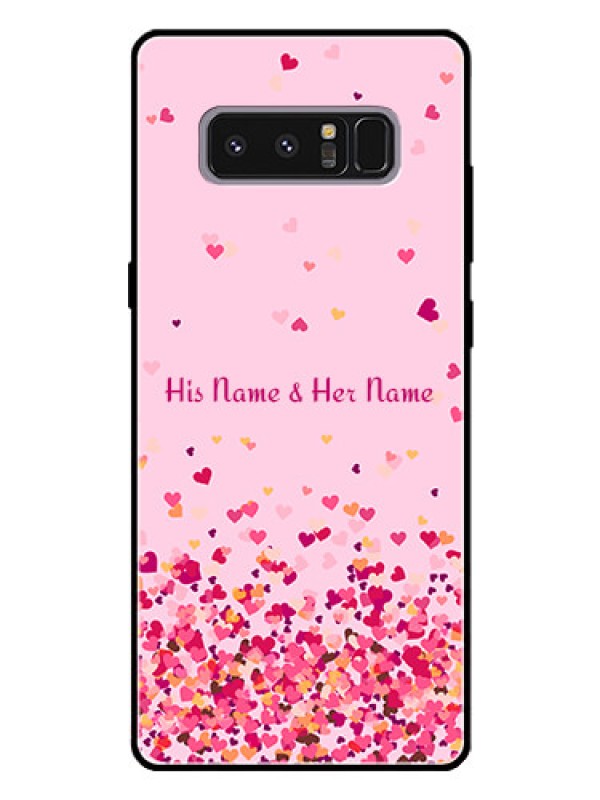 Custom Galaxy Note 8 Photo Printing on Glass Case - Floating Hearts Design