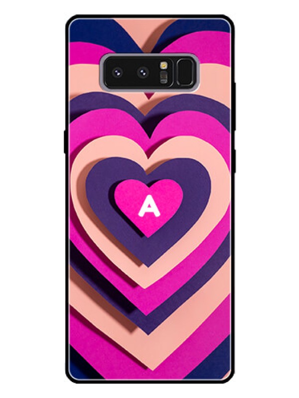 Custom Galaxy Note 8 Custom Glass Mobile Case - Cute Heart Pattern Design