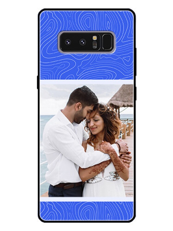 Custom Galaxy Note 8 Custom Glass Mobile Case - Curved line art with blue and white Design