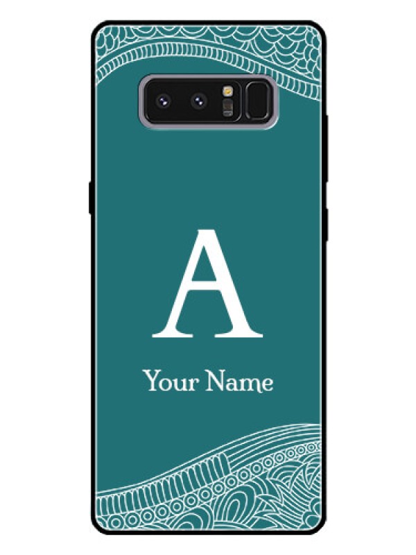 Custom Galaxy Note 8 Personalized Glass Phone Case - line art pattern with custom name Design