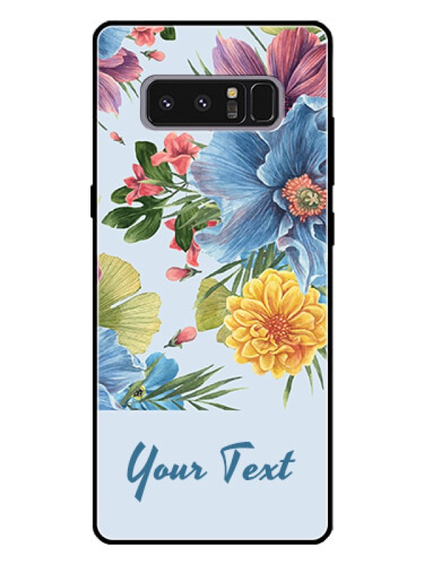 Custom Galaxy Note 8 Custom Glass Mobile Case - Stunning Watercolored Flowers Painting Design