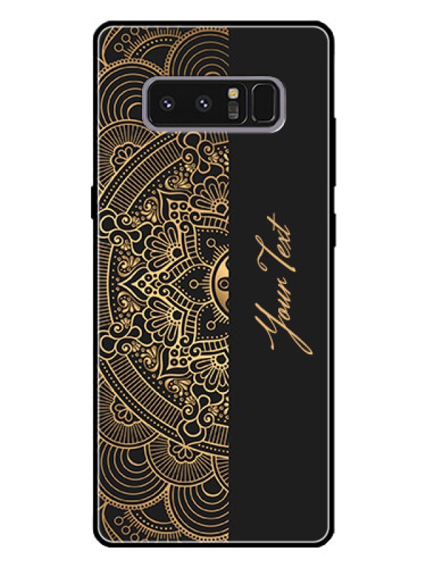Custom Galaxy Note 8 Photo Printing on Glass Case - Mandala art with custom text Design