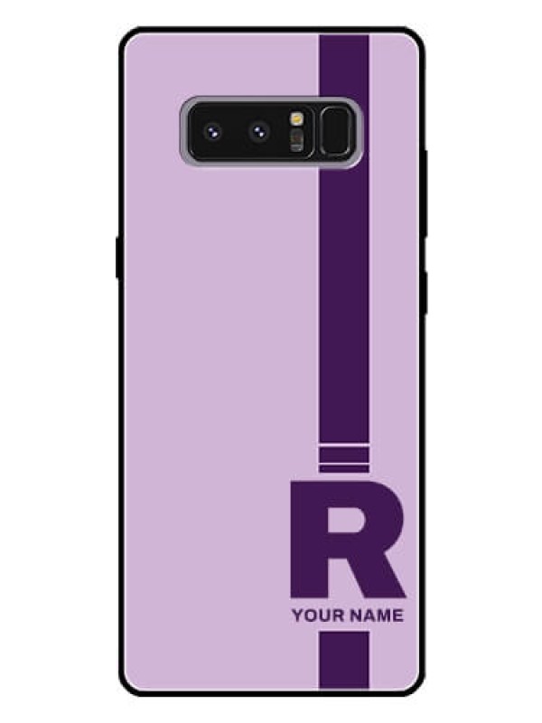 Custom Galaxy Note 8 Photo Printing on Glass Case - Simple dual tone stripe with name Design