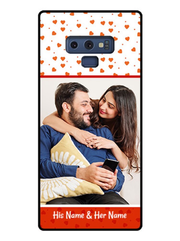 Custom Galaxy Note 9 Custom Glass Phone Case  - Orange Love Symbol Design