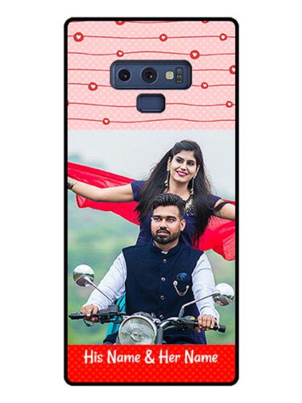 Custom Galaxy Note 9 Personalized Glass Phone Case  - Red Pattern Case Design