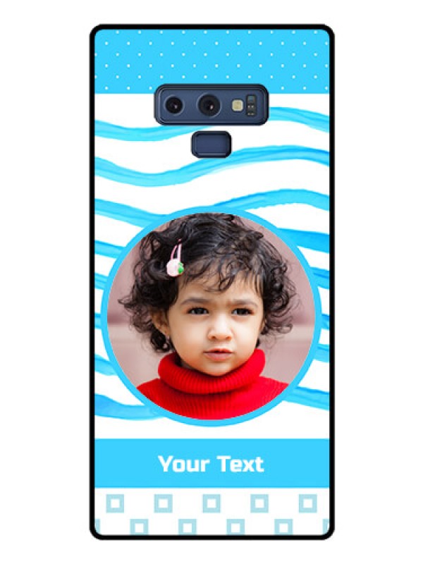 Custom Galaxy Note 9 Custom Glass Phone Case  - Simple Blue Case Design
