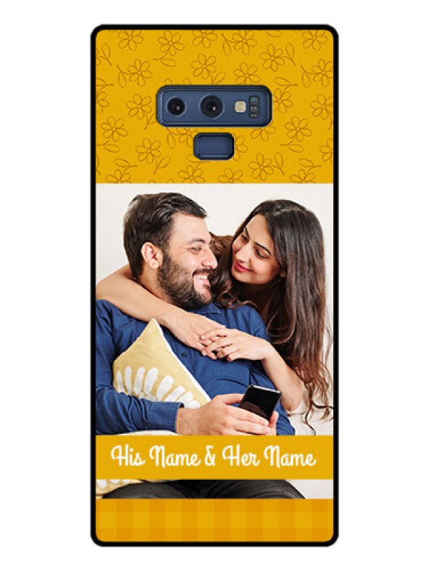 Custom Galaxy Note 9 Custom Glass Mobile Case  - Yellow Floral Design