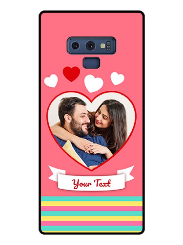 Custom Galaxy Note 9 Photo Printing on Glass Case  - Love Doodle Design