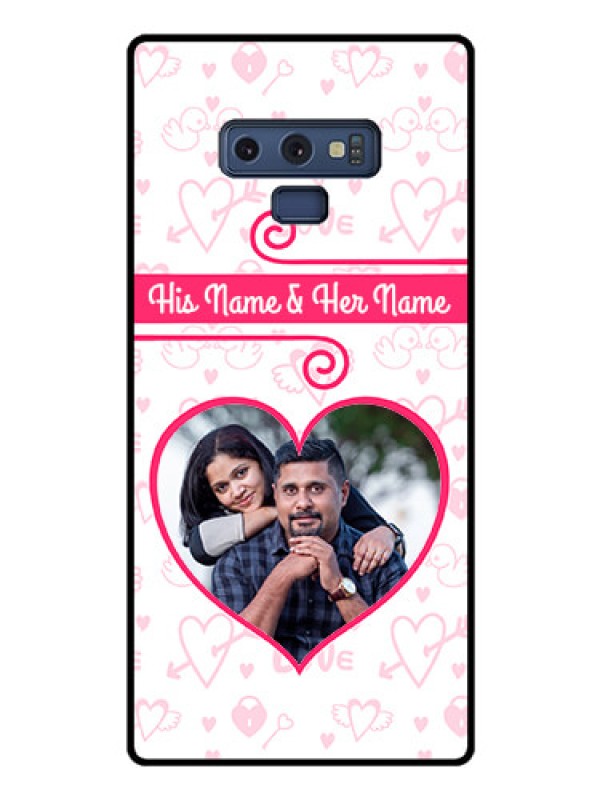 Custom Galaxy Note 9 Personalized Glass Phone Case  - Heart Shape Love Design