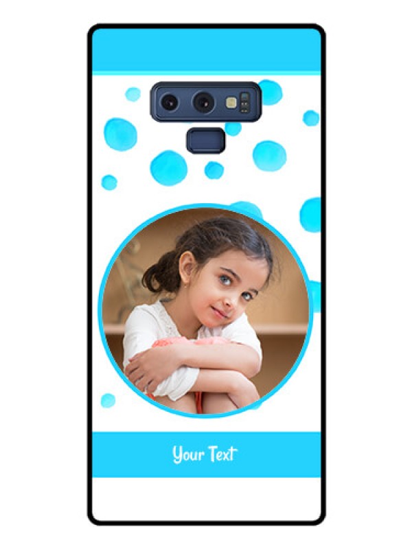Custom Galaxy Note 9 Photo Printing on Glass Case  - Blue Bubbles Pattern Design