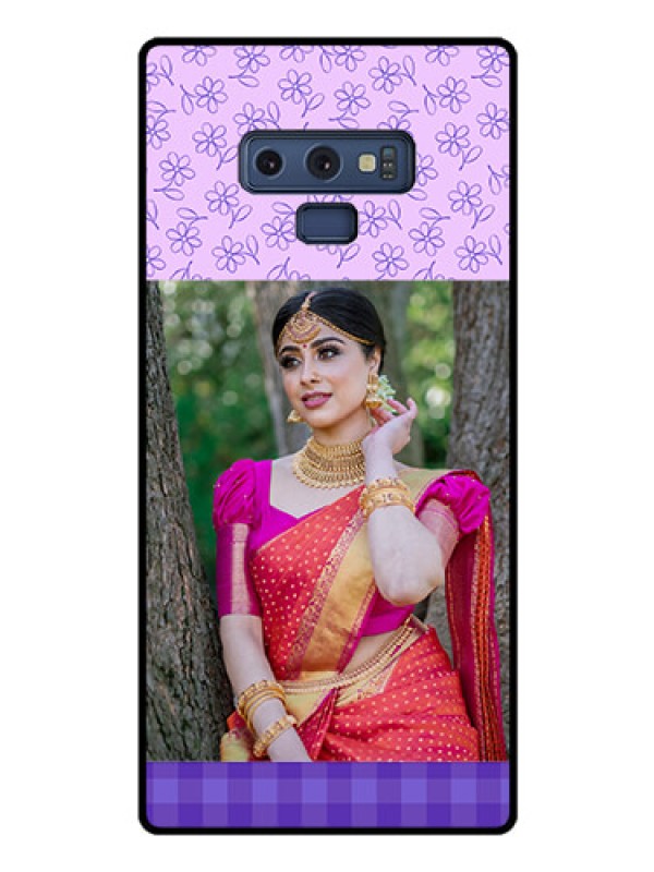 Custom Galaxy Note 9 Custom Glass Phone Case  - Purple Floral Design