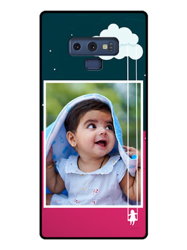Custom Galaxy Note 9 Custom Glass Phone Case  - Cute Girl with Cloud Design