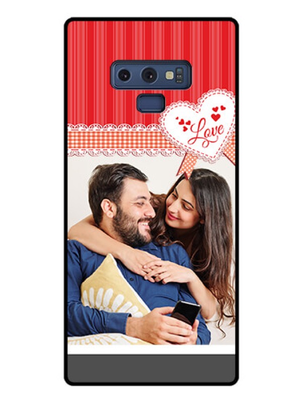 Custom Galaxy Note 9 Custom Glass Mobile Case  - Red Love Pattern Design