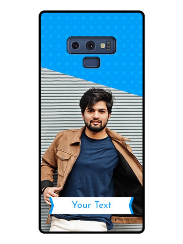 Custom Galaxy Note 9 Photo Printing on Glass Case  - Simple Blue Color Design
