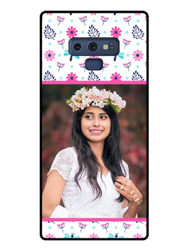 Custom Galaxy Note 9 Photo Printing on Glass Case  - Colorful Flower Design