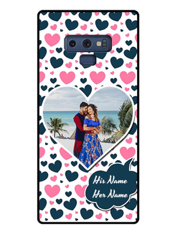 Custom Galaxy Note 9 Custom Glass Phone Case  - Pink & Blue Heart Design