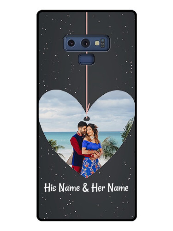 Custom Galaxy Note 9 Custom Glass Phone Case  - Hanging Heart Design