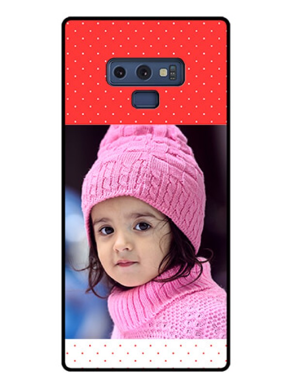 Custom Galaxy Note 9 Photo Printing on Glass Case  - Red Pattern Design