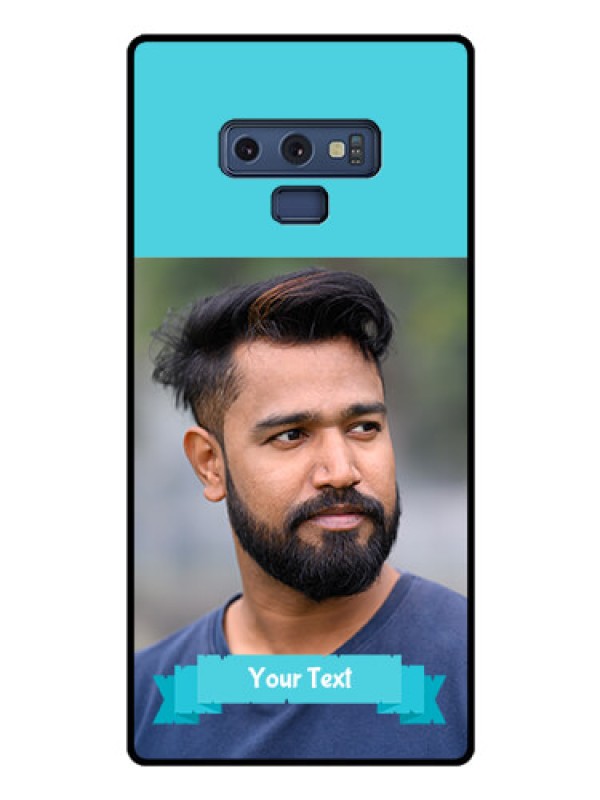 Custom Galaxy Note 9 Personalized Glass Phone Case  - Simple Blue Color Design
