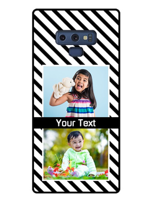 Custom Galaxy Note 9 Photo Printing on Glass Case  - Black And White Stripes Design