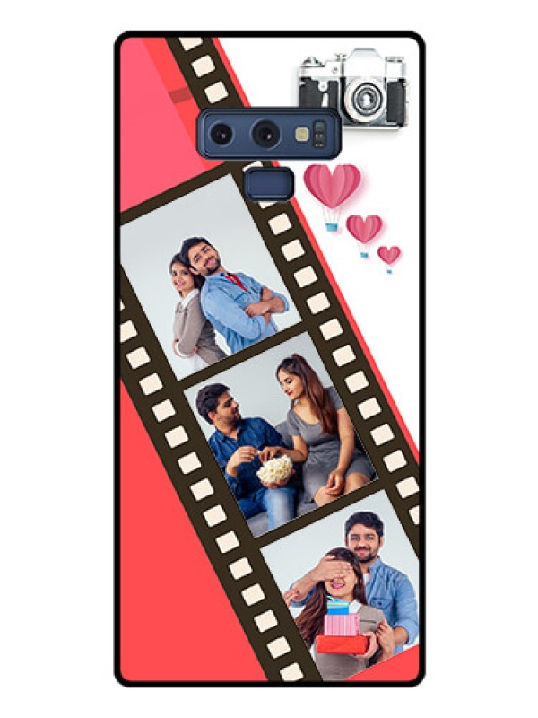 Custom Galaxy Note 9 Personalized Glass Phone Case  - 3 Image Holder with Film Reel