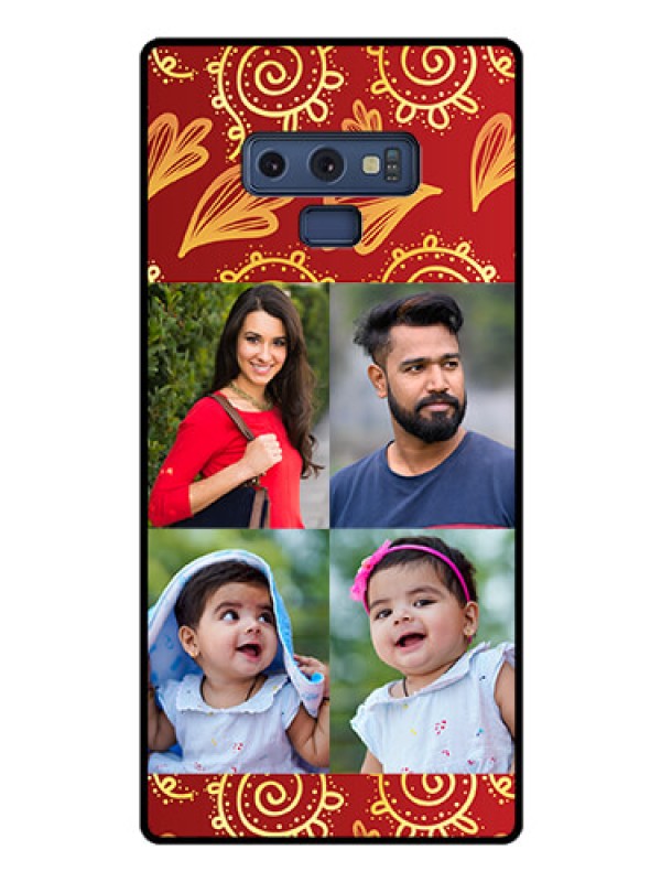 Custom Galaxy Note 9 Photo Printing on Glass Case  - 4 Image Traditional Design