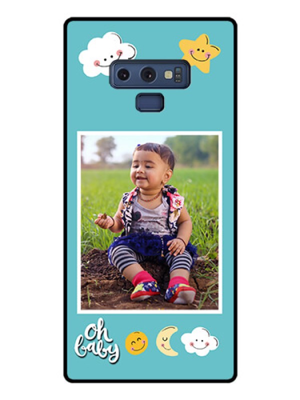 Custom Galaxy Note 9 Personalized Glass Phone Case  - Smiley Kids Stars Design