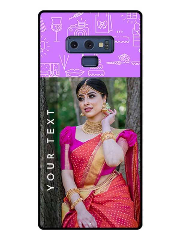 Custom Galaxy Note 9 Custom Glass Mobile Case  - Birthday Icons Design