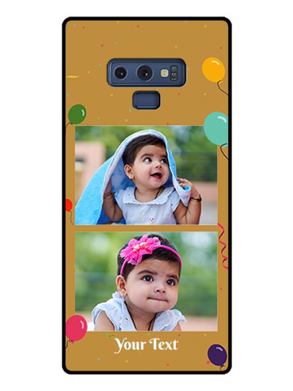 Custom Galaxy Note 9 Personalized Glass Phone Case  - Image Holder with Birthday Celebrations Design
