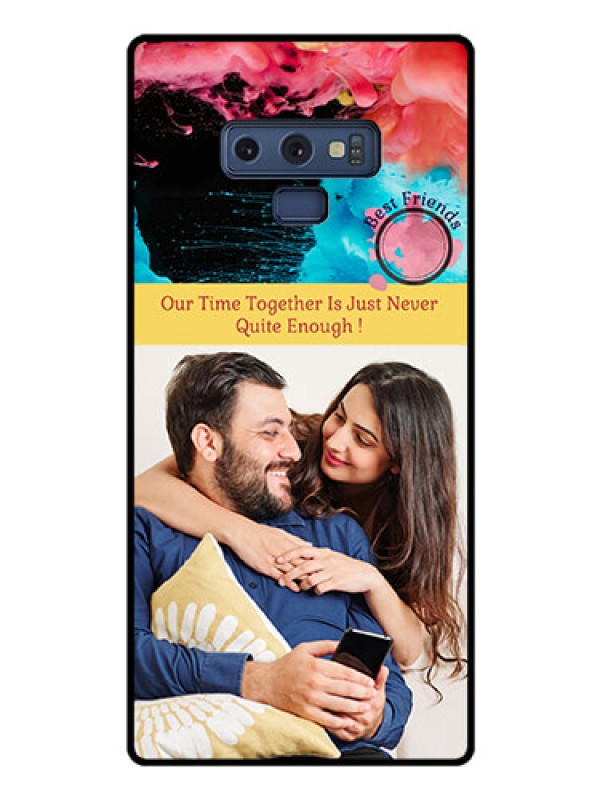 Custom Galaxy Note 9 Custom Glass Mobile Case  - Quote with Acrylic Painting Design