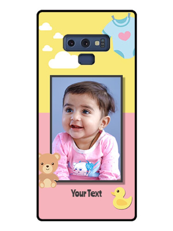 Custom Galaxy Note 9 Photo Printing on Glass Case  - Kids 2 Color Design