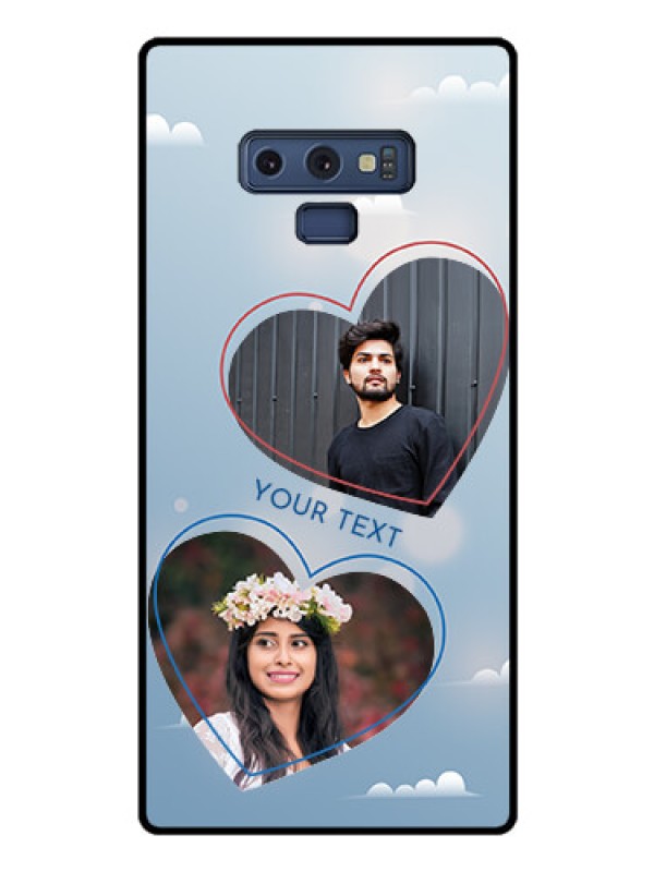 Custom Galaxy Note 9 Custom Glass Mobile Case  - Blue Color Couple Design 