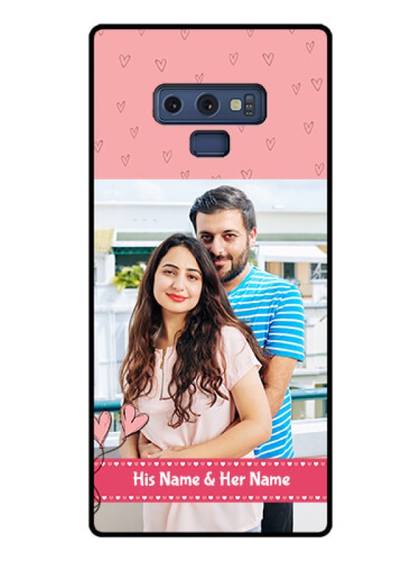 Custom Galaxy Note 9 Personalized Glass Phone Case  - Love Design Peach Color
