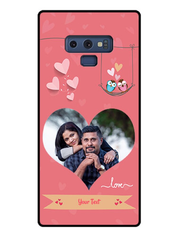 Custom Galaxy Note 9 Personalized Glass Phone Case  - Peach Color Love Design 