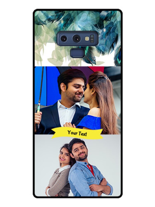 Custom Galaxy Note 9 Personalized Glass Phone Case  - Image with Boho Peacock Feather Design