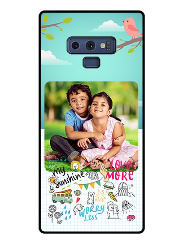 Custom Galaxy Note 9 Photo Printing on Glass Case  - Doodle love Design