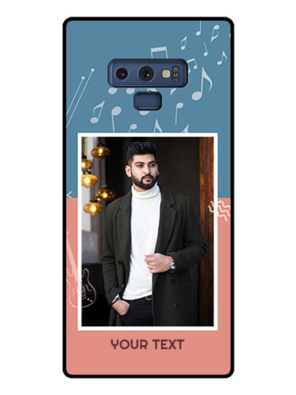 Custom Galaxy Note 9 Photo Printing on Glass Case  - with Color Musical Note Design